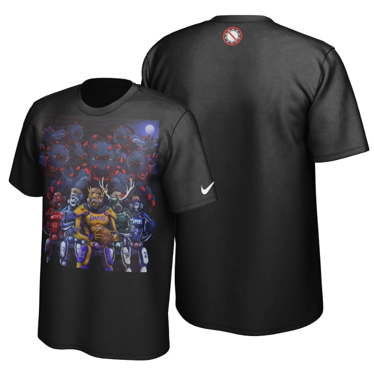 Men's Los Angeles Lakers NBA Fight COVID-19 Black Basketball T-Shirt DEO6083AZ